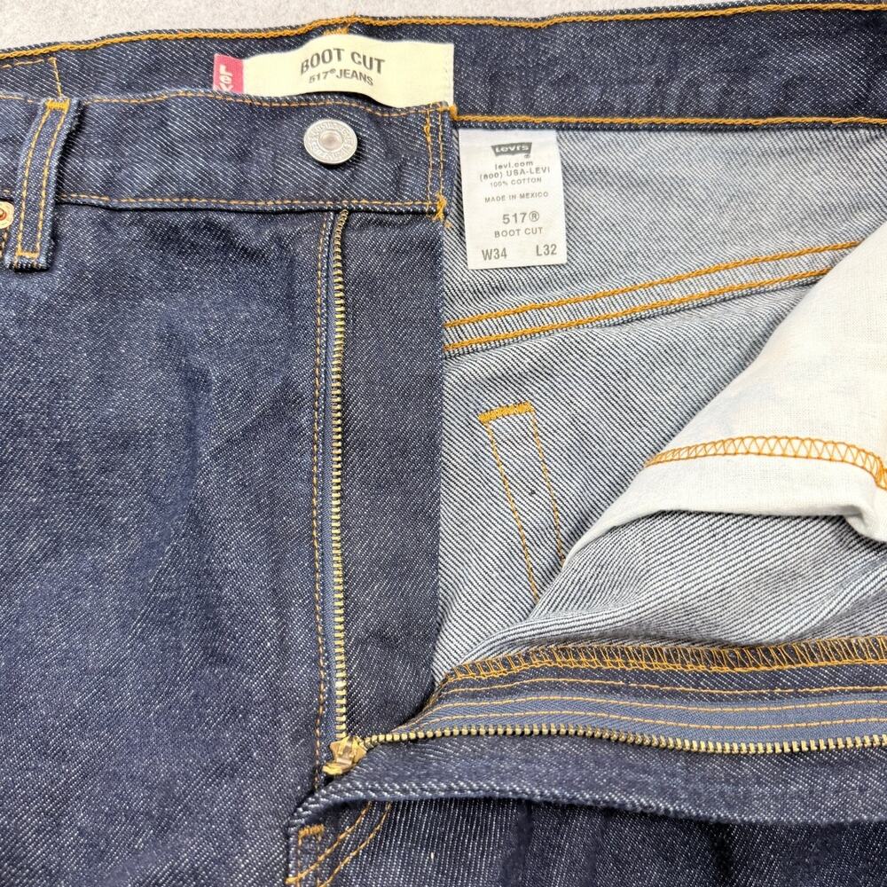 Levi's 517 Men's Boot Cut Jeans Dark Blue W34 L32 100% Cotton - Picture 13 of 15